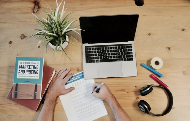 laptop and paper