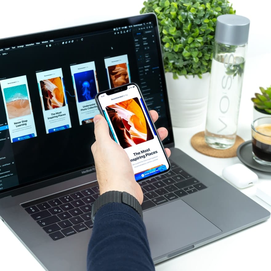 laptop and phone